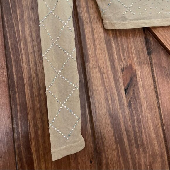NWOT Windsor Sheer Rhinestone Cropped Long-Sleeve Top Small // NYE OUTFIT! - Picture 7 of 7